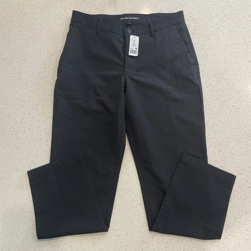 Banana Republic Pants Mens 32 True Black Flat Front Stretch Slim Core Temp NWT